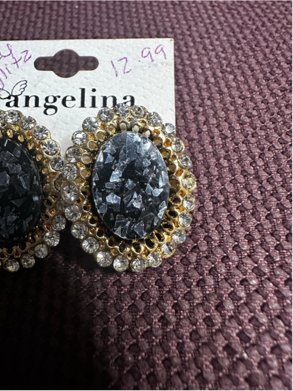 Black Gold Glitz Angelina Earrings - Picture 3 of 3